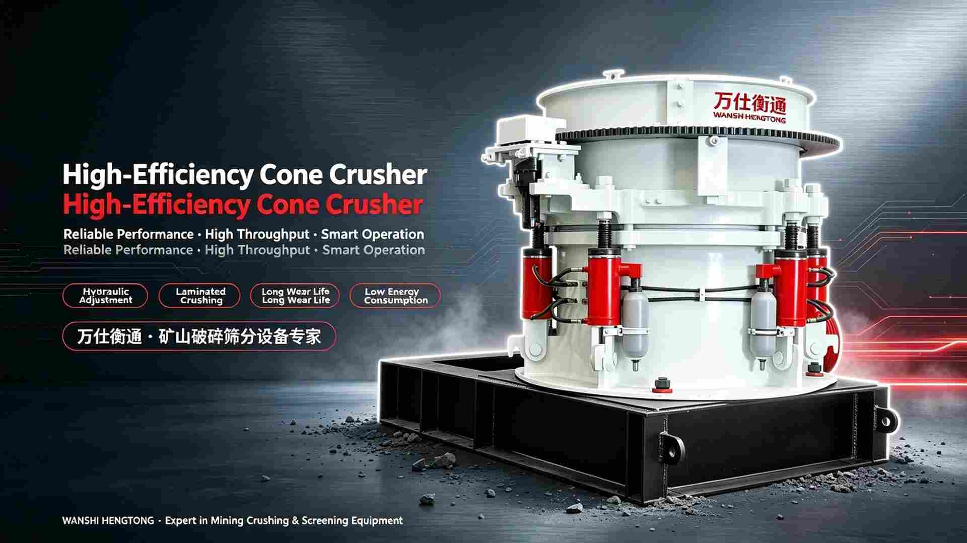 كسور مخروط هيدروليكي متعددة الأسطوانات WSHT مكبس مكعب متوسط الحجم منخفض الحجم آلة تكسير الحجر